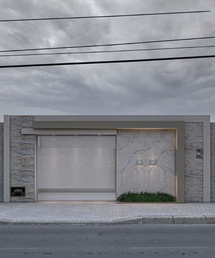 fachada de muro com portão basculante