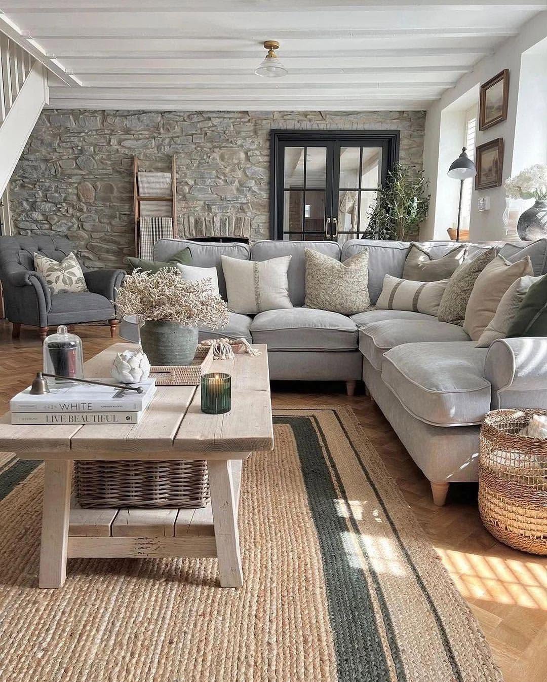 ideias decoração farmhouse sala estar