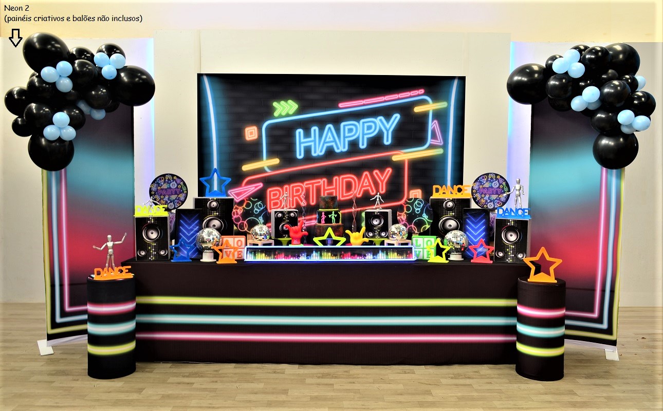 festa neon decoração