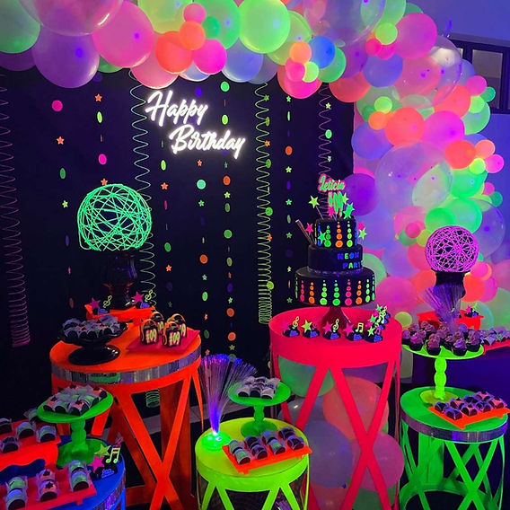 festa neon decoração