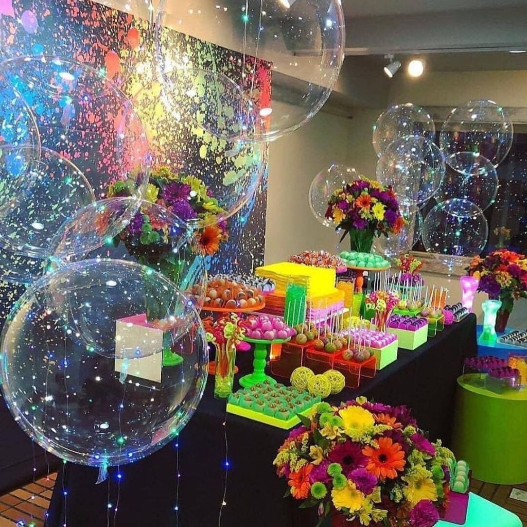 festa neon decoração