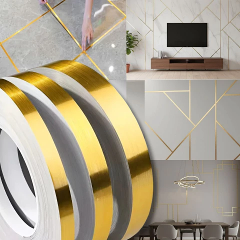 fita dourada vs. papel de parede: qual escolher para sua sala
