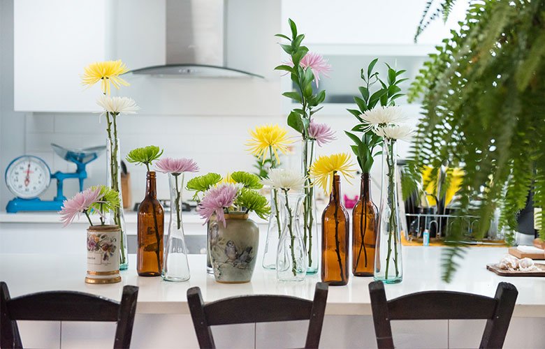 ideias de arranjos de flores para mesa de jantar