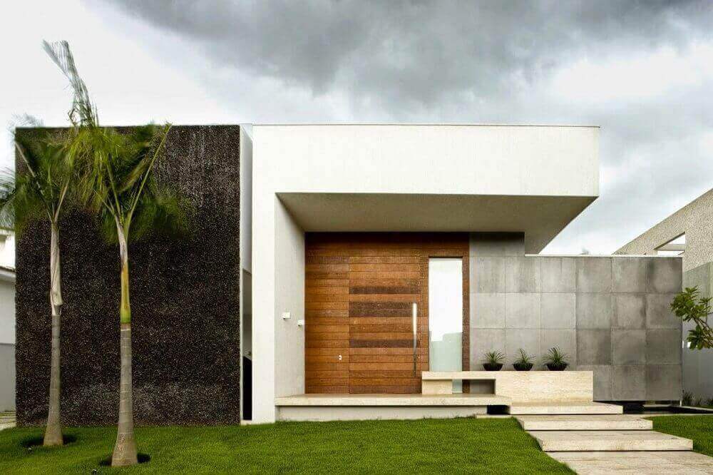fachada com vidro canelado sem muro