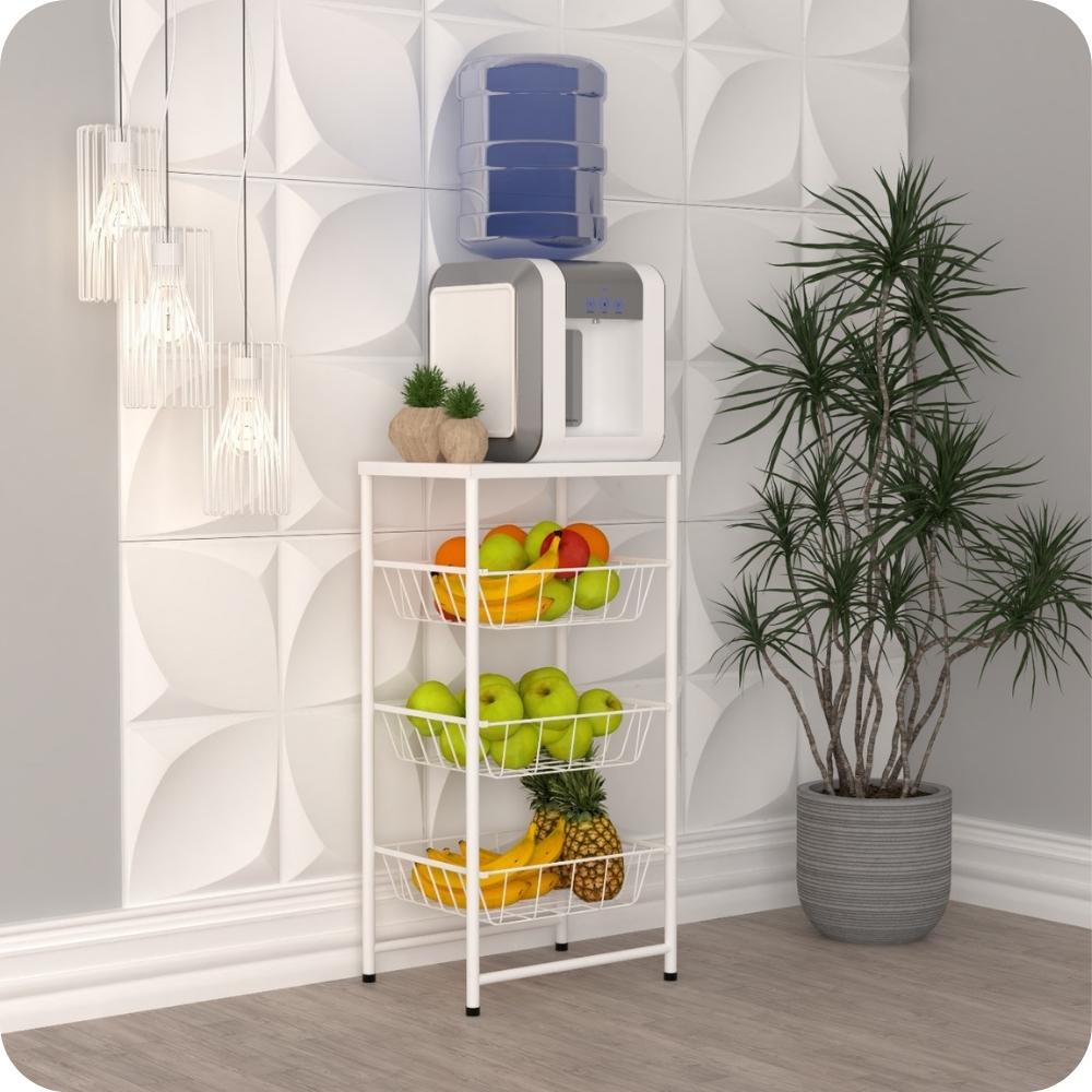 Fruteira de chão com suporte para galão de água