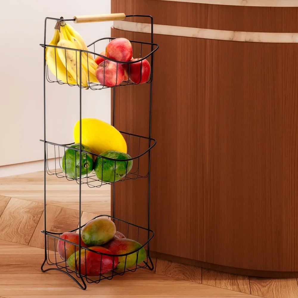 Fruteira de chão de madeira nobre