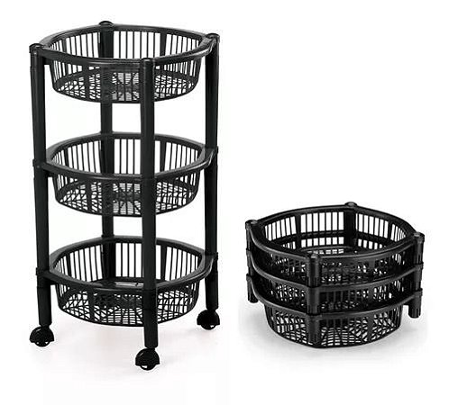 Fruteira de chão de aço preto fosco