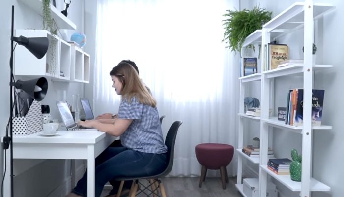 home office integrado para duas pessoas