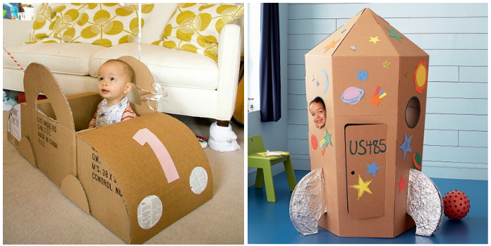 ideias criativas decoração caixa papelão