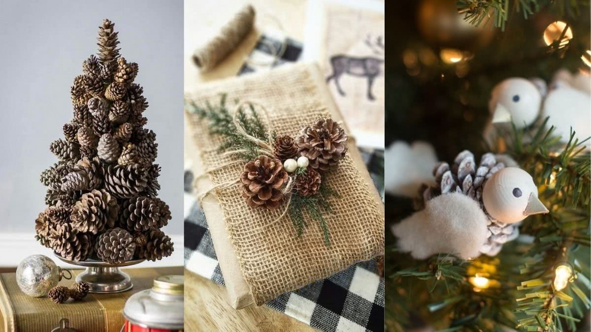 ideias de decoração de natal com pinhas