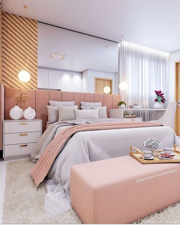 quarto feminino moderno com led