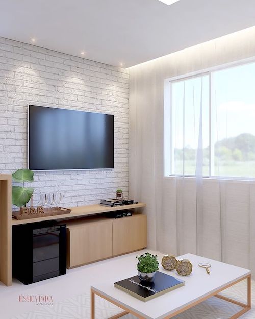 decoração minimalista parede sala pequena