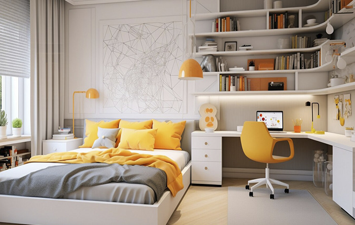 quarto jovem feminino moderno