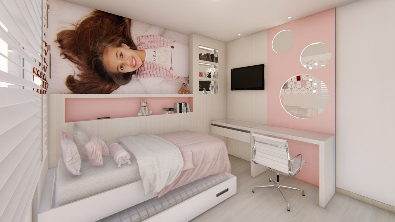 quarto de adolescente com canto de estudo