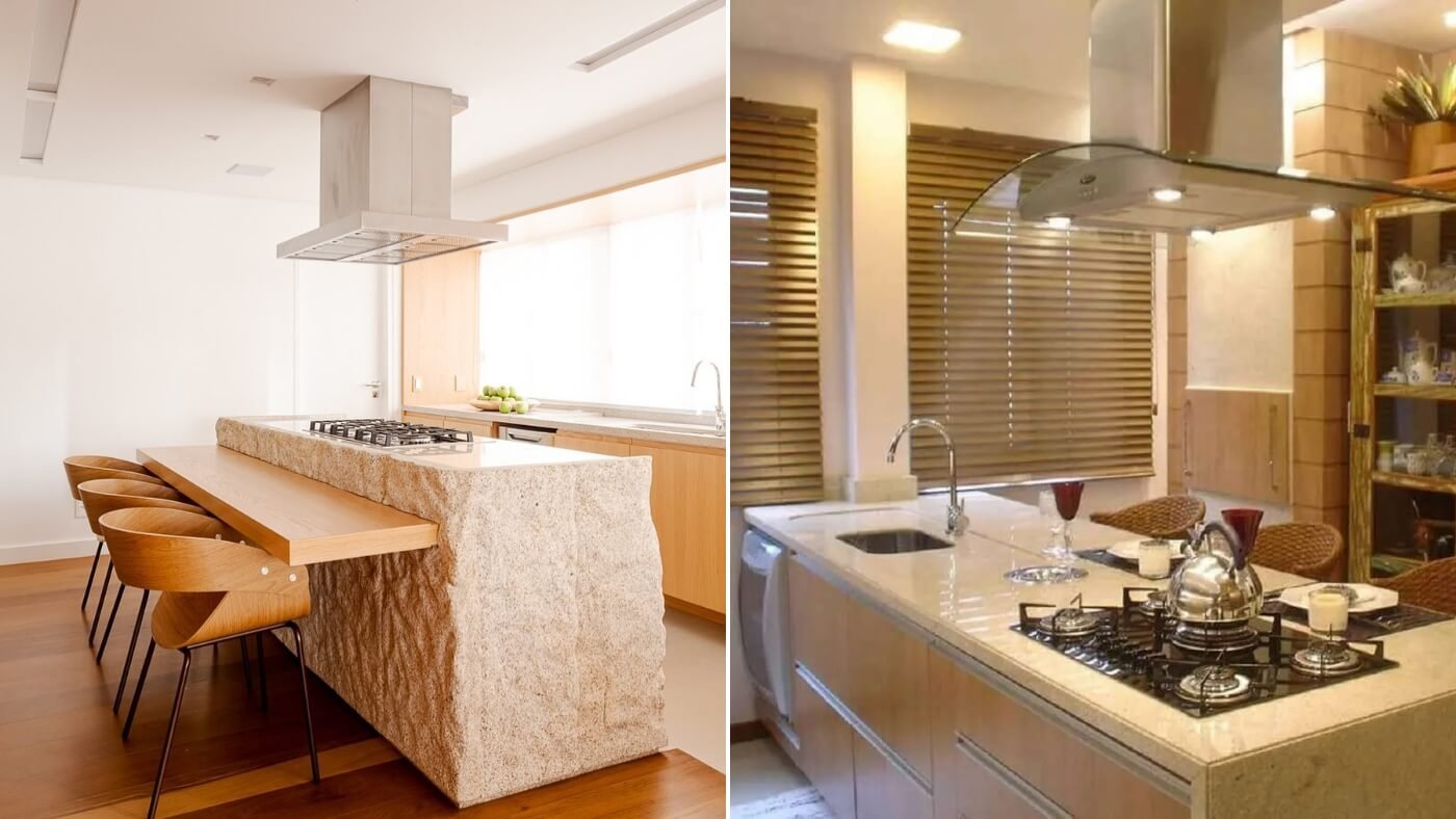 ilha de cozinha com pia e bancada