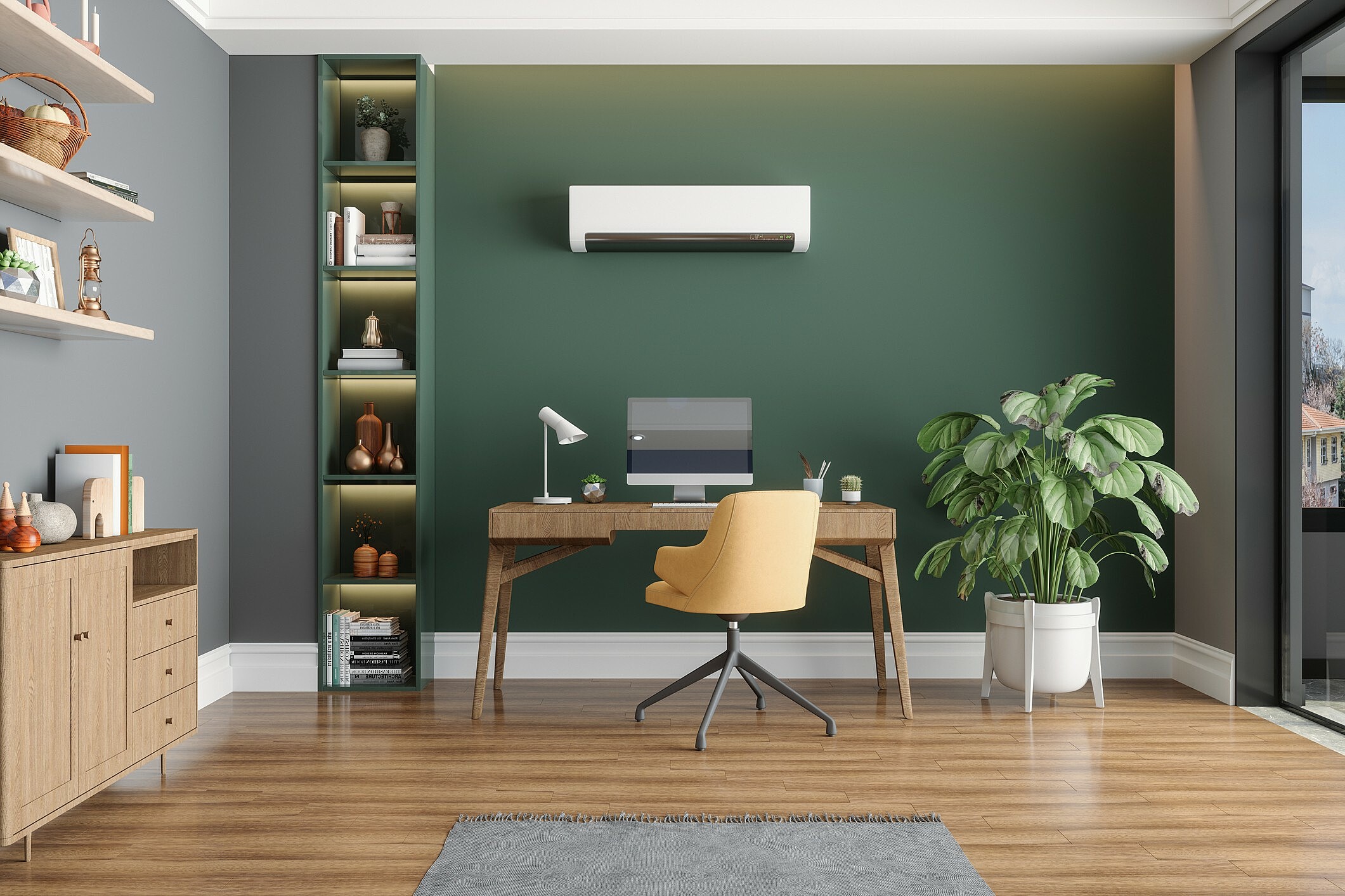 decoração de escritório minimalista