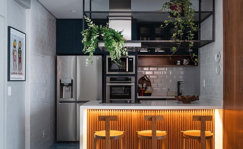 cozinha com materiais sustentáveis