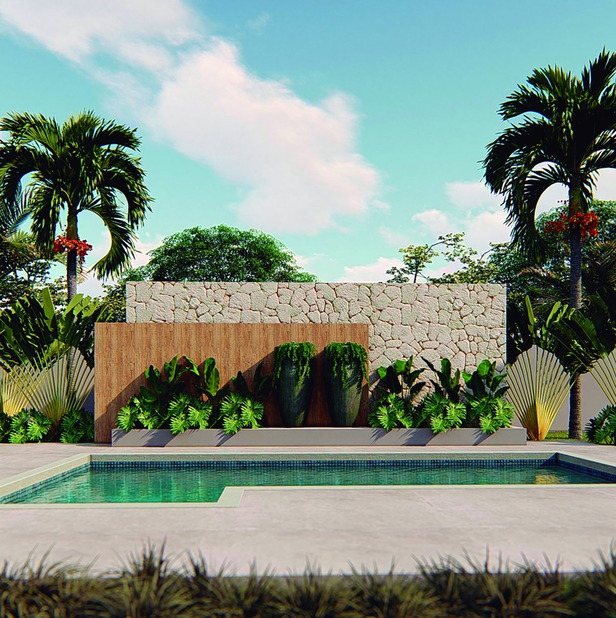 ideias de jardim para piscina