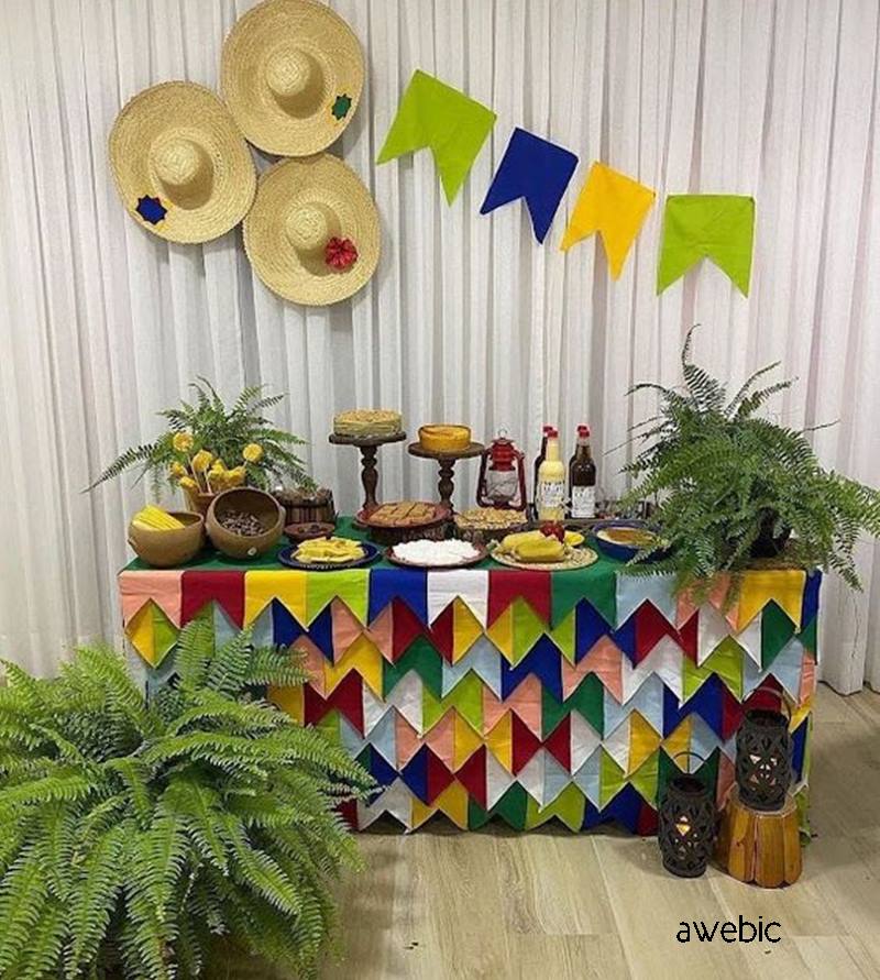 juta decoração mesa festa junina