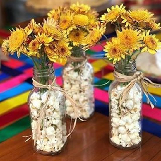 juta decoração mesa festa junina