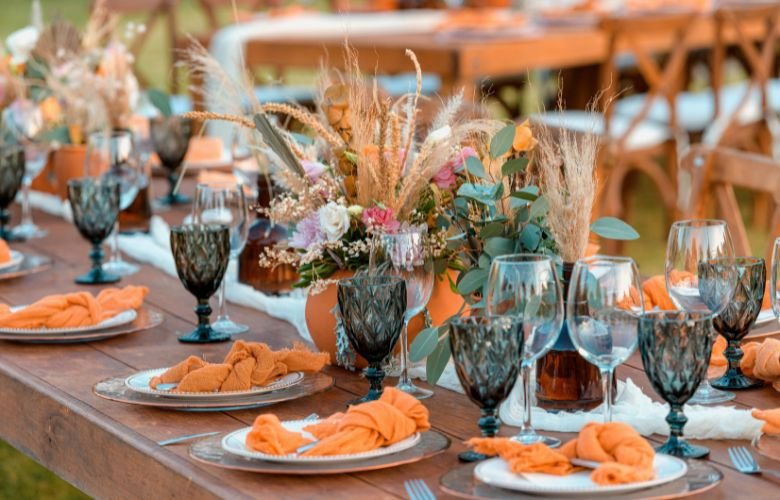 ideias kit decoração mesa casamento rústico