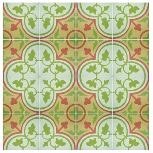 Ladrilho hidráulico verde floral