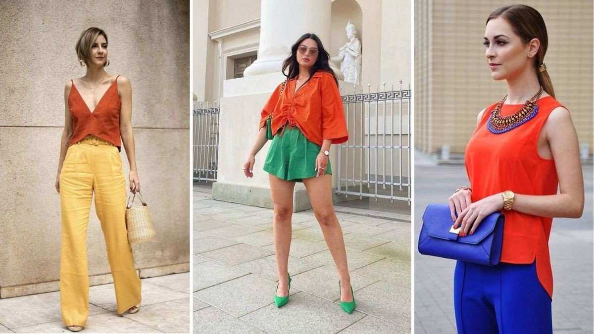 inspiração looks com cores que combinam com laranja