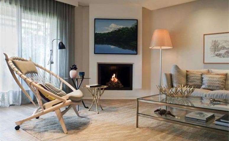 ideias de decoração lareira falsa sala pequena