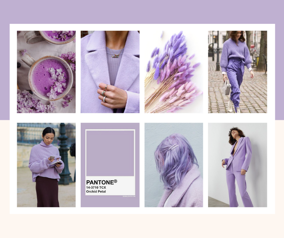 inspiração de looks com lilás e cores que combinam