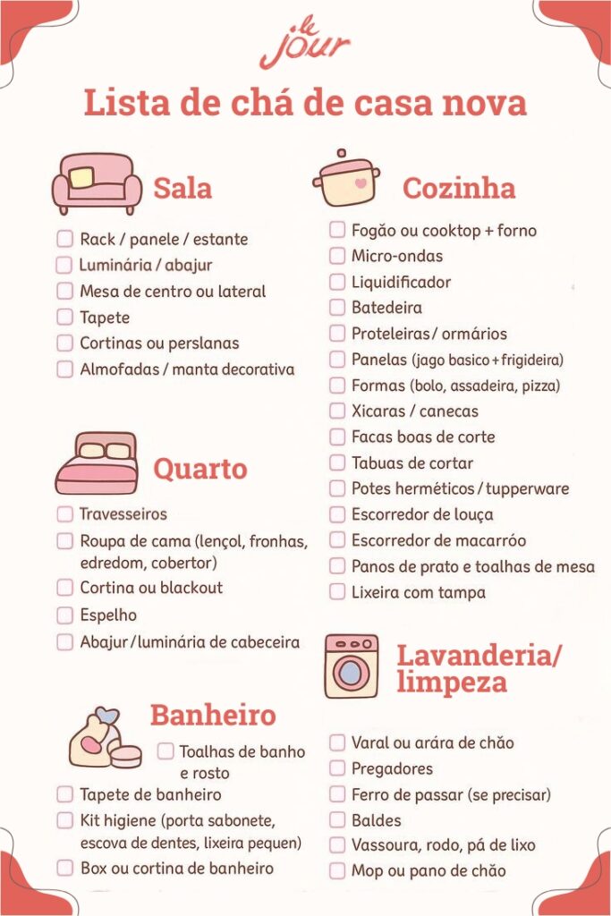 o que pedir em um chá de casa nova simples