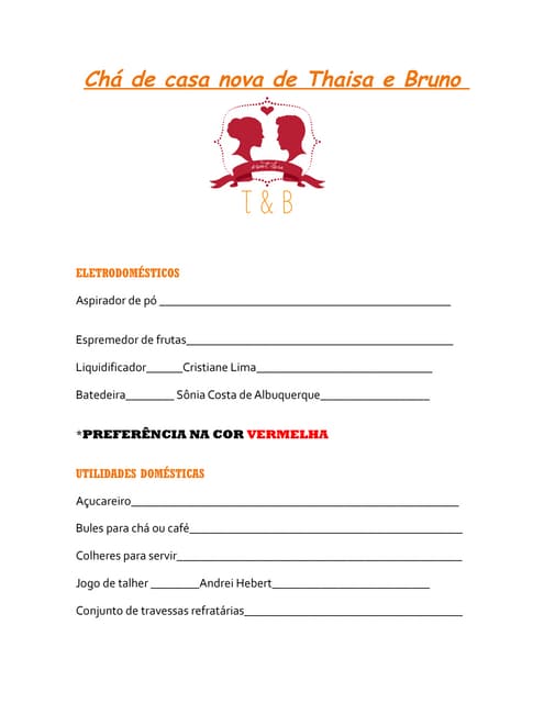 erros comuns ao montar lista de chá de casa nova