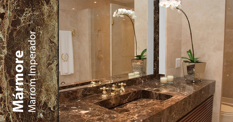 ideias de decoração com mármore marrom para sala