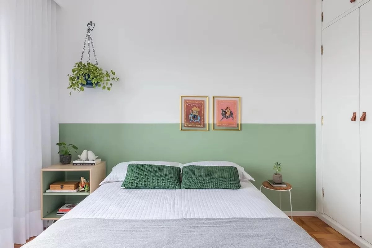meia parede verde moderno