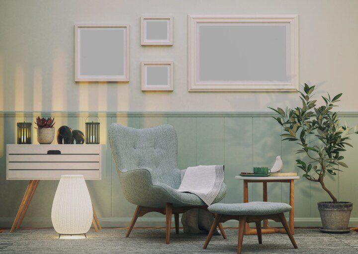 meia parede verde minimalista