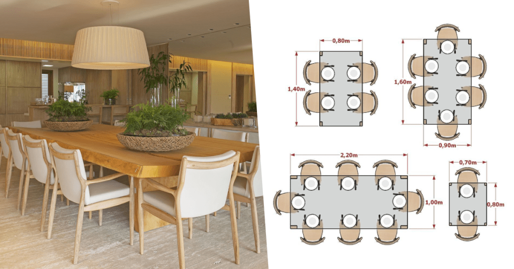 dimensões mesa 180x90 6 lugares