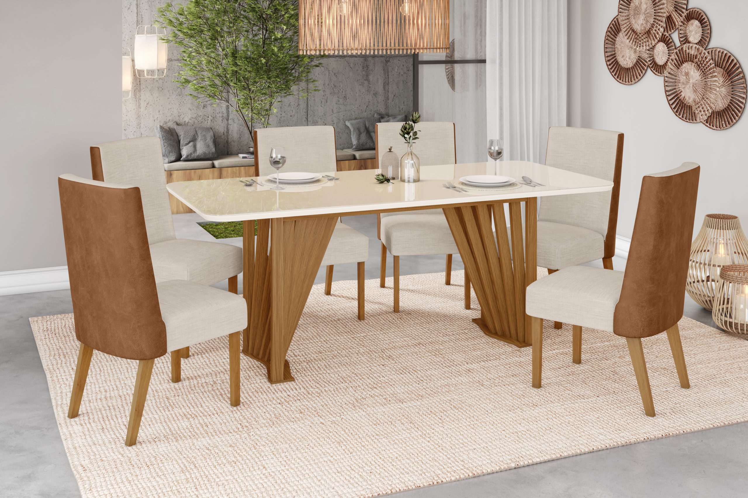 mesa de jantar com base central