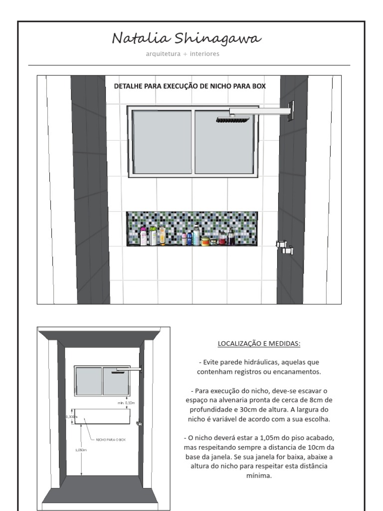 altura nicho banheiro fora box