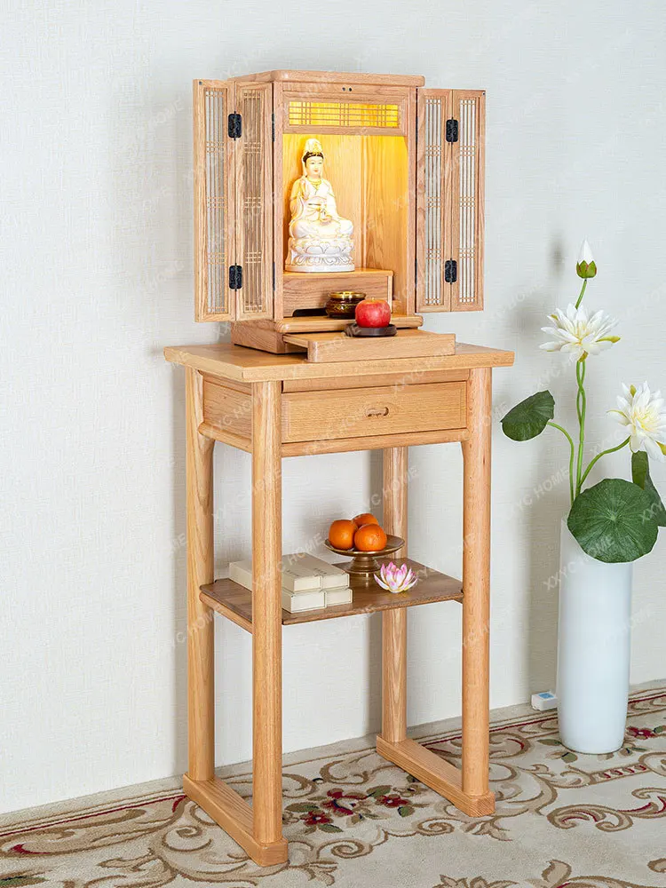 ideias de oratório de madeira para sala de estar