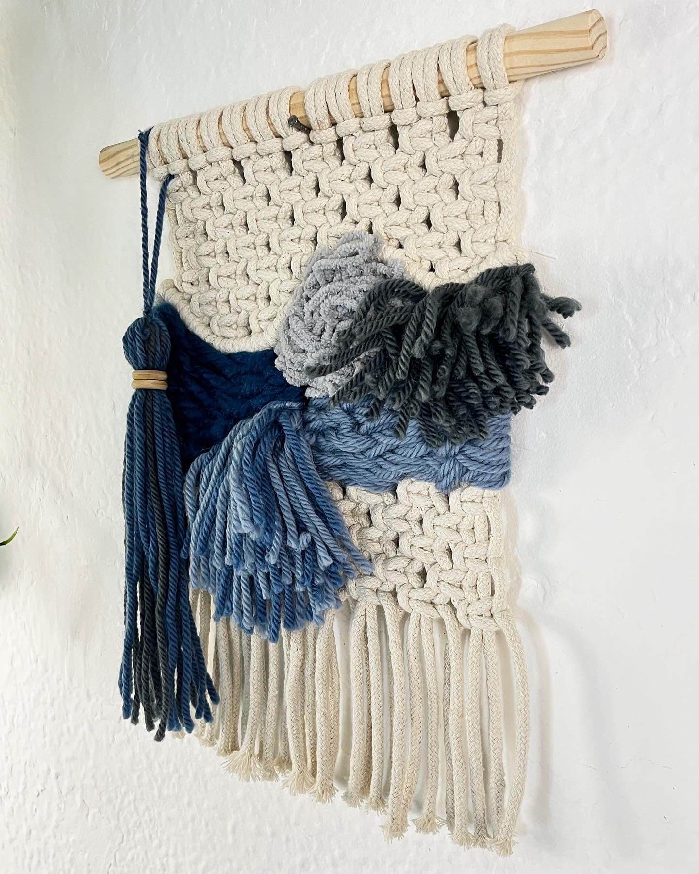 Painel macramê algodão cru