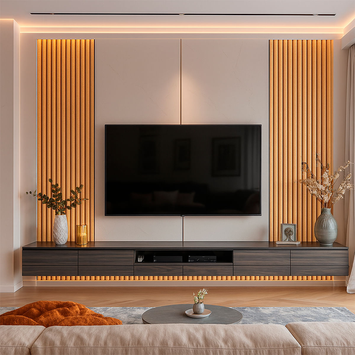 ideias de decoração com painel ripado autocolante