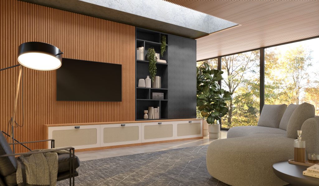 painel ripado vs painel de mdf liso para sala de tv