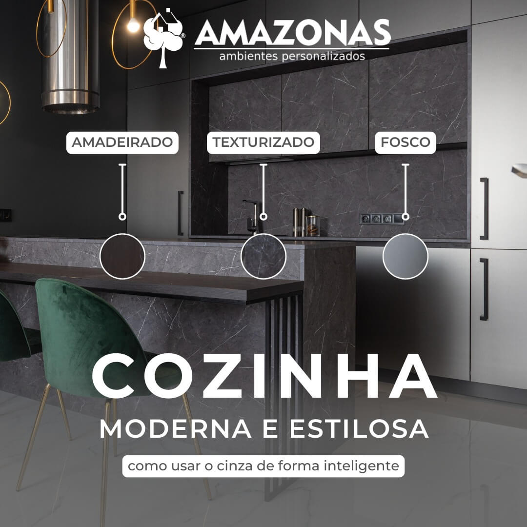 cozinha cinza e preto