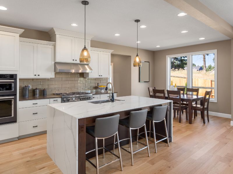 cozinha cinza e azul