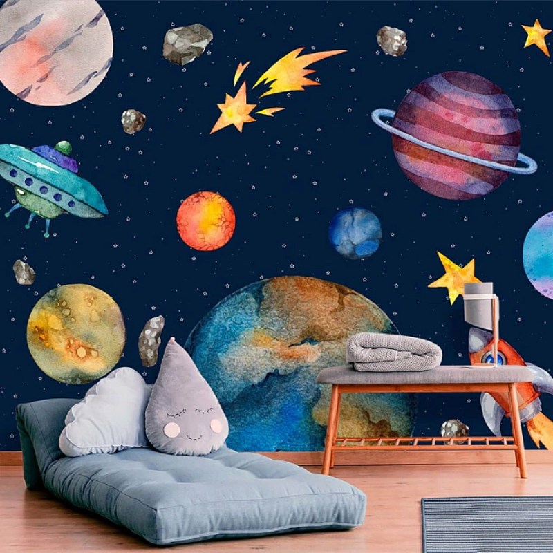 papel de parede adesivo infantil com tema de dinossauro