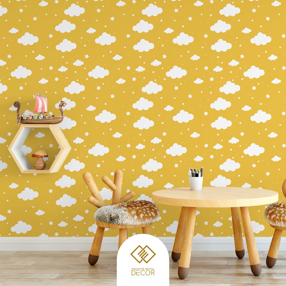 papel de parede amarelo para quarto
