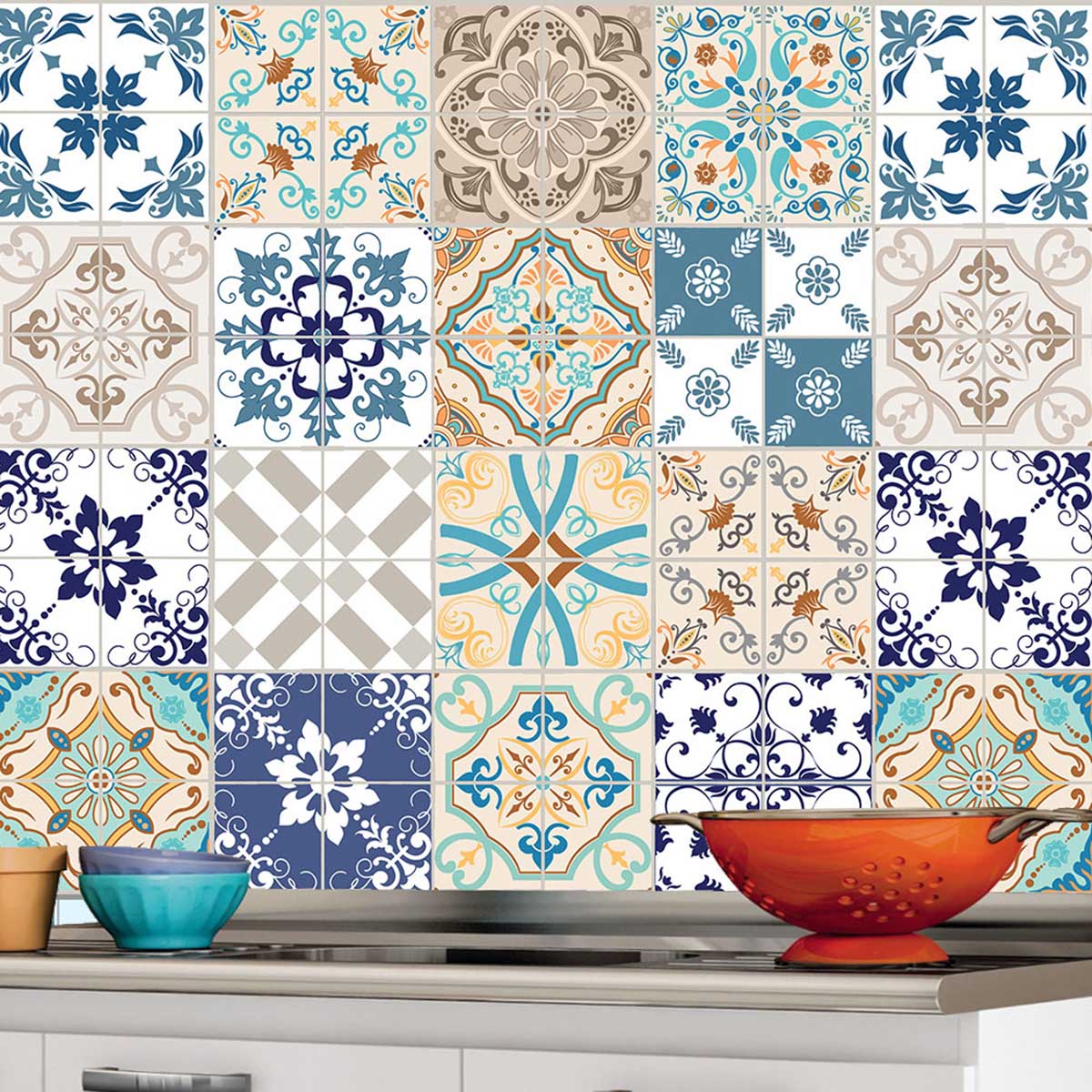 papel de parede cozinha colorida