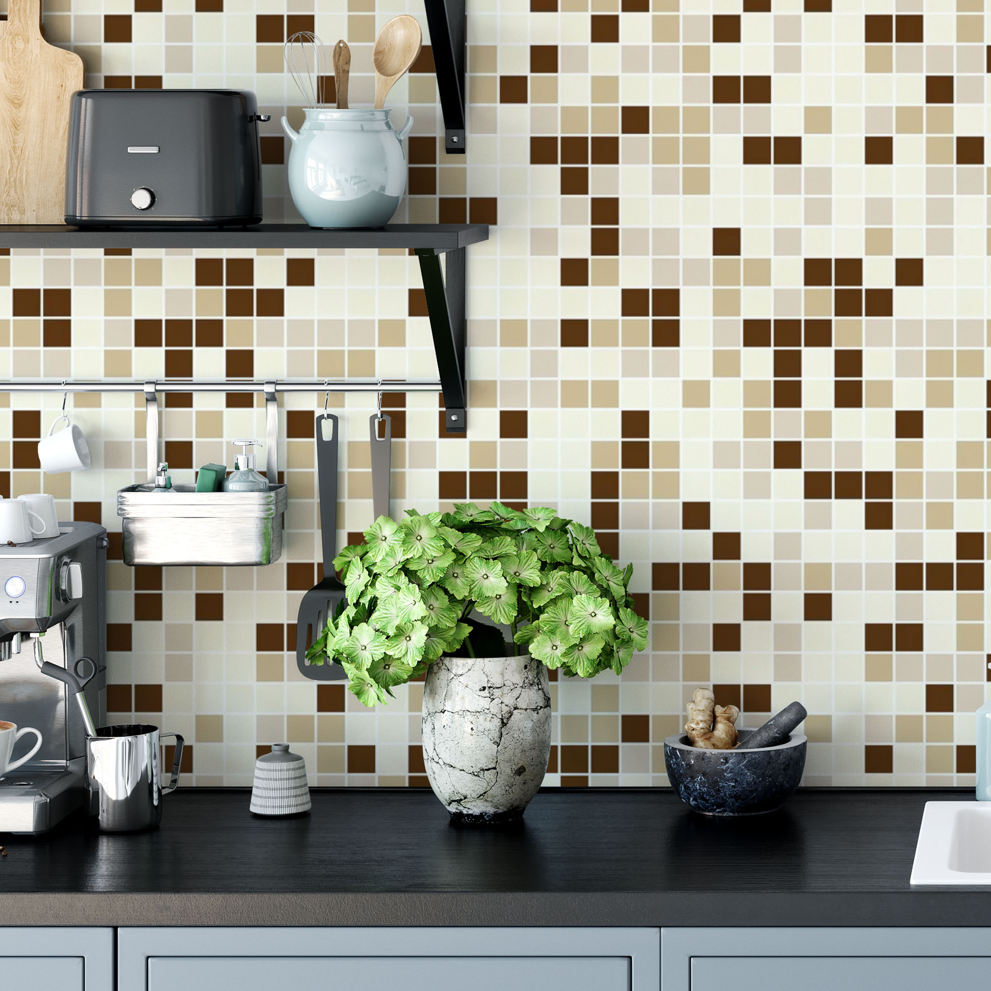 papel de parede cozinha bege