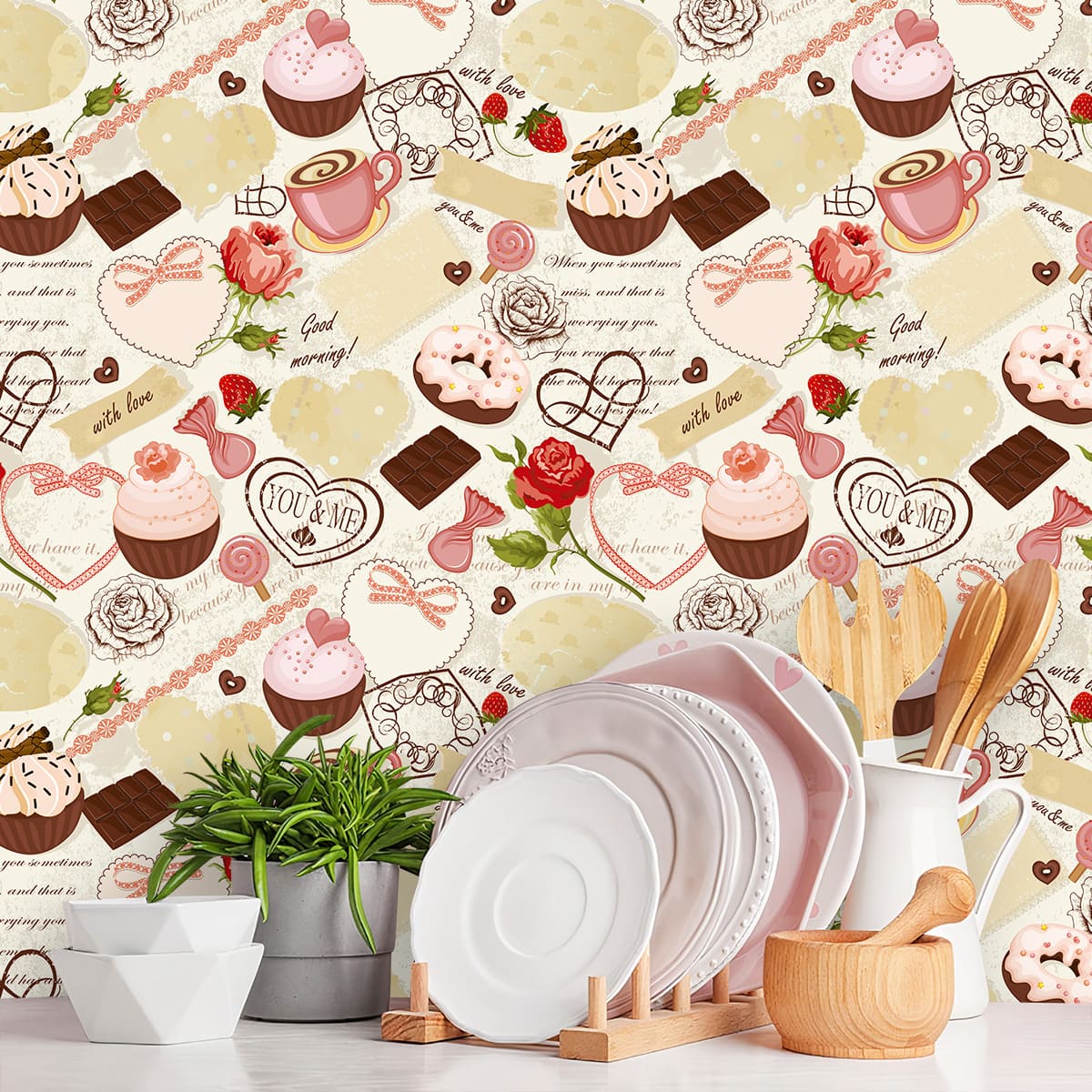 papel de parede cozinha concreto