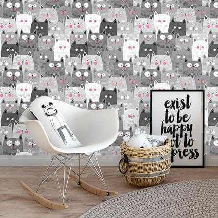 ideias de papel de parede de gato para sala