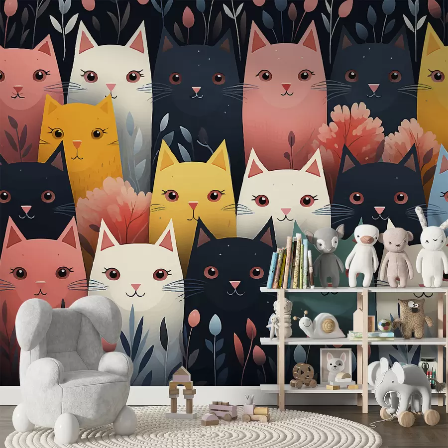 papel de parede gato vs papel de parede floral